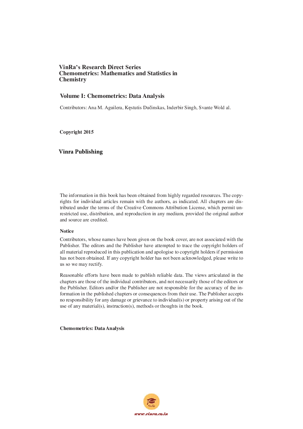 Chemometrics Data Analysis Vol I - Page 5