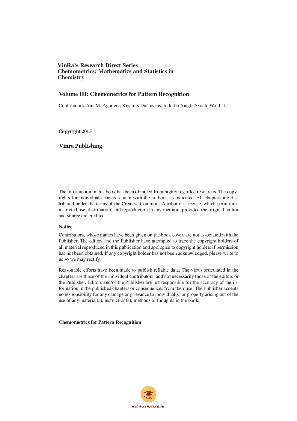 Chemometrics for Pettern Recognition Vol III - Page 5