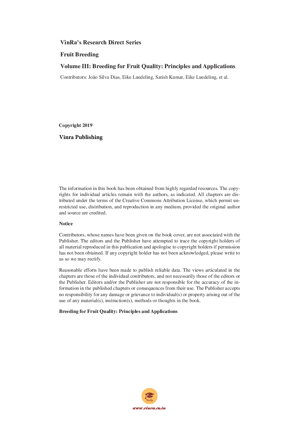 Breeding for Fruit Quality Principles and Applications Vol III - Page 5