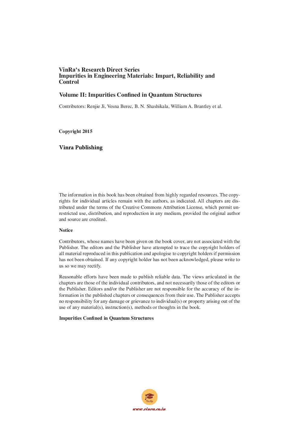 Impurities Confined in Quantum Structures Vol II - Page 5