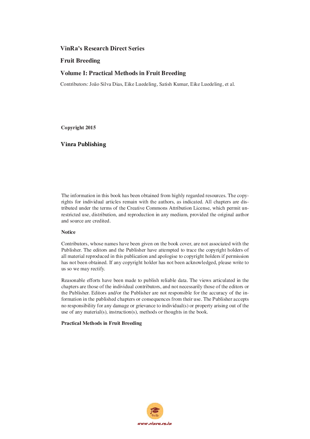 Practical Methods in Fruit Breeding Vol I - Page 5