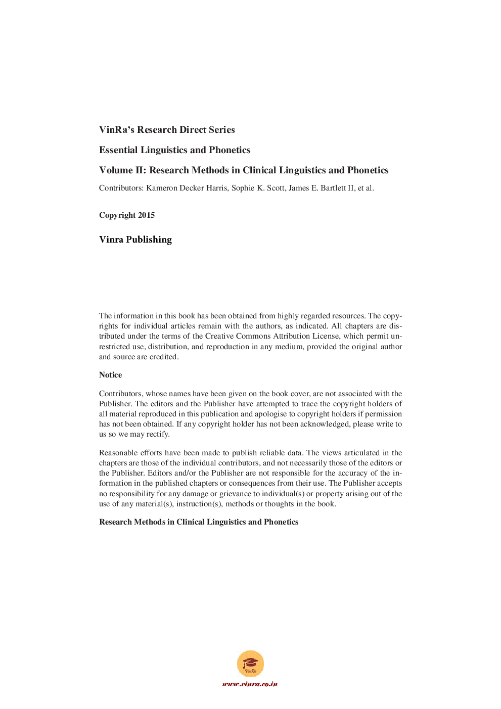 Research Methods in Clinical Linguistics and Phonetics Vol II - Page 5