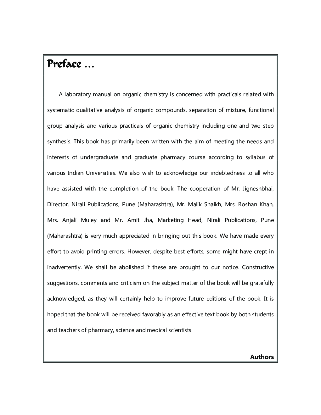 A Laboratory Manual On Pharmaceutical Organic Chemistry - Page 4