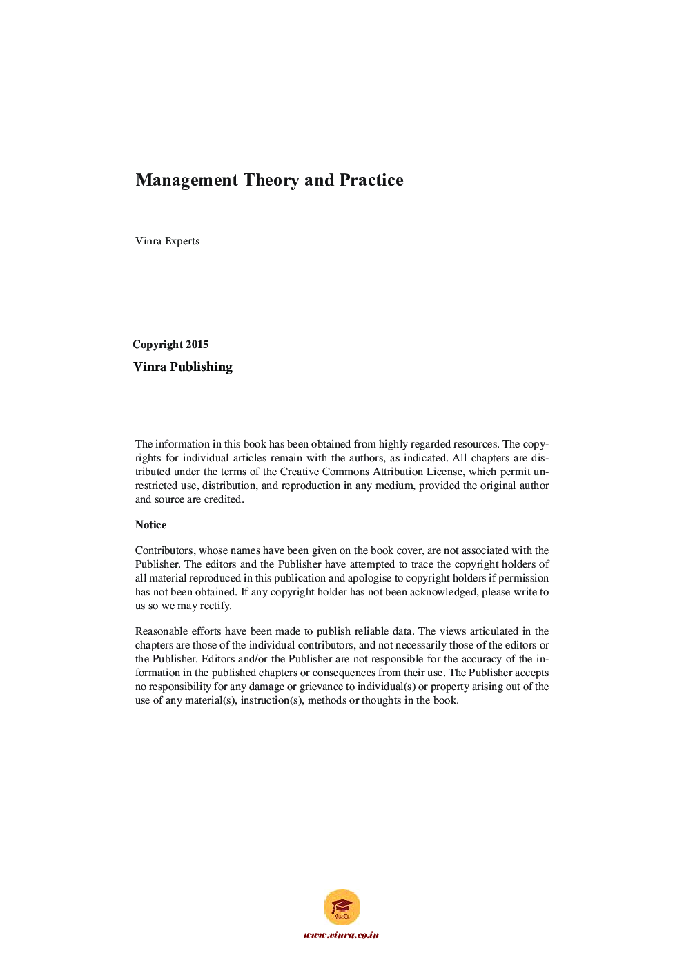 Download Management Theory and Practice PDF Online by Vinra Publication