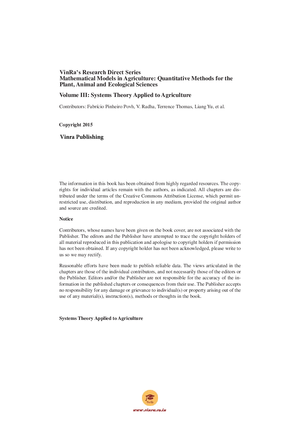 Systems Theory Applied to Agriculture Vol III - Page 5