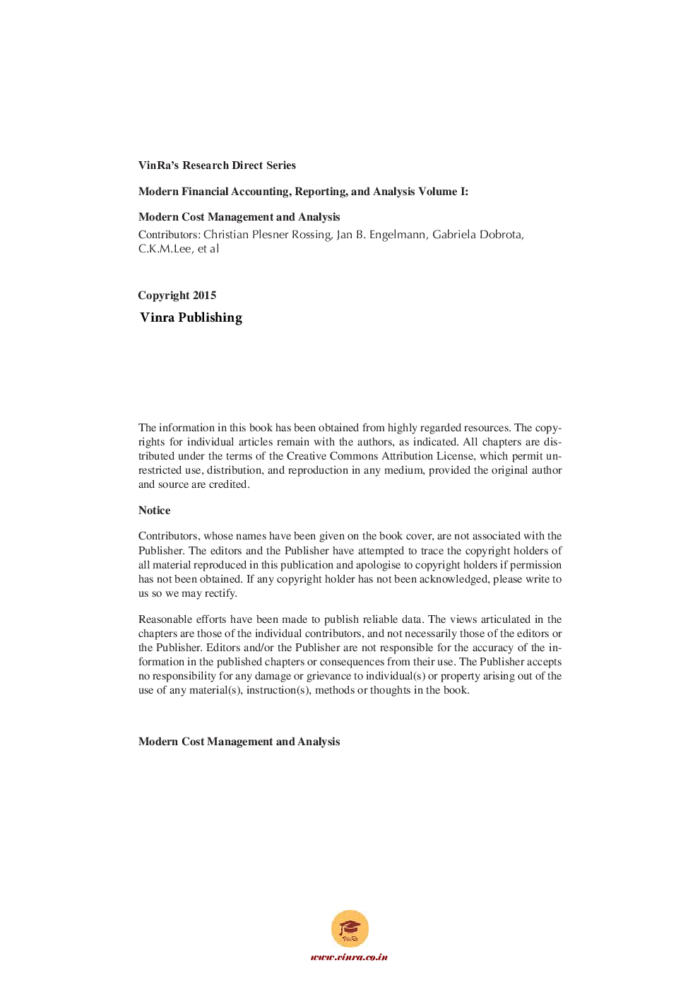 Modern Cost Management and Analysis Vol I - Page 5