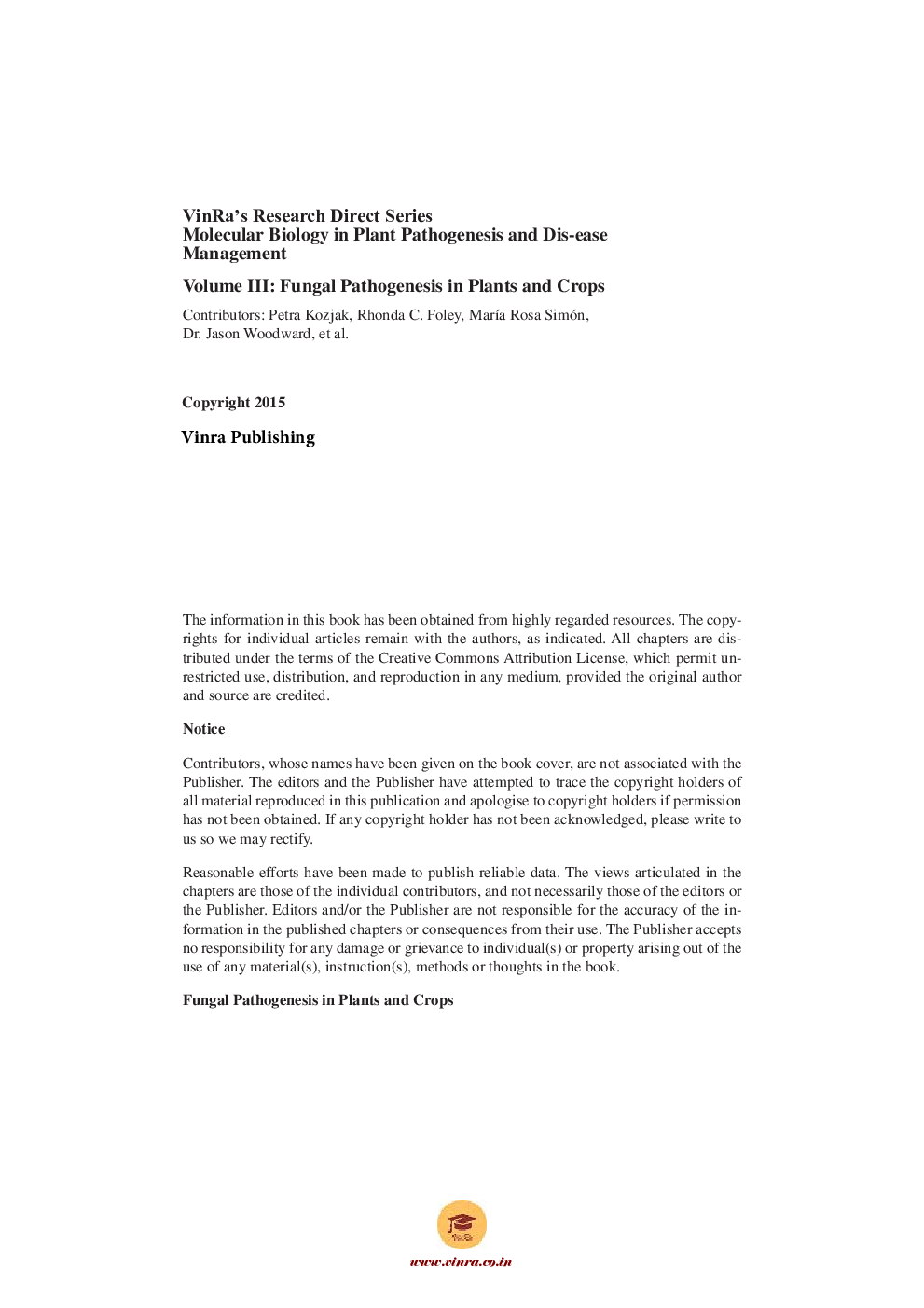 Fungal Pathogenesis in Plants and Crops Vol III - Page 5