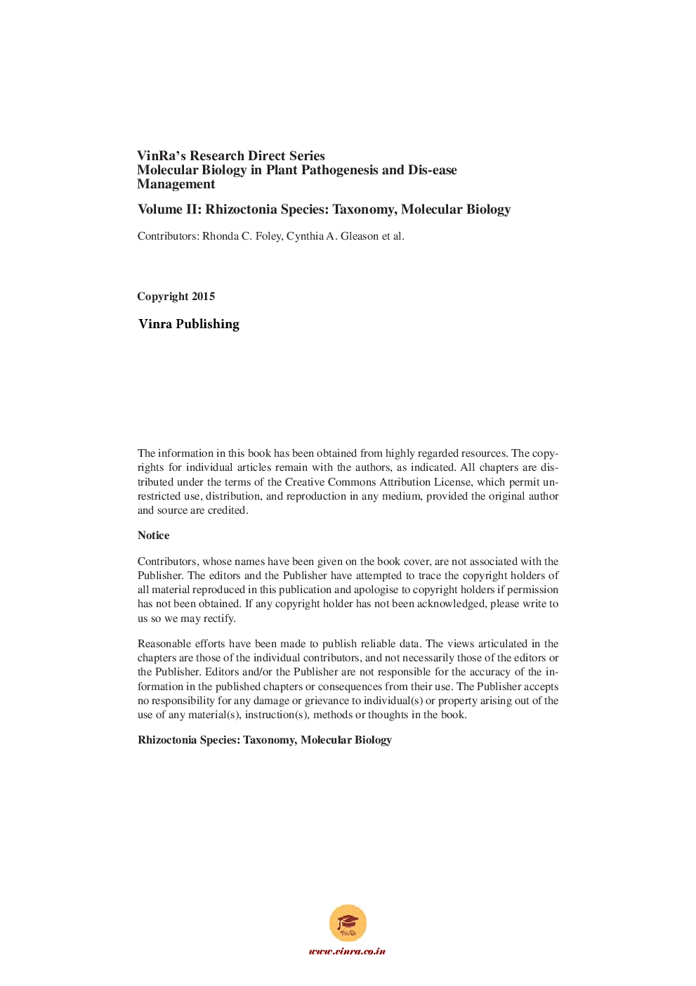 Rhizoctonia Species Taxonomy, Molecular Biology Vol II - Page 5