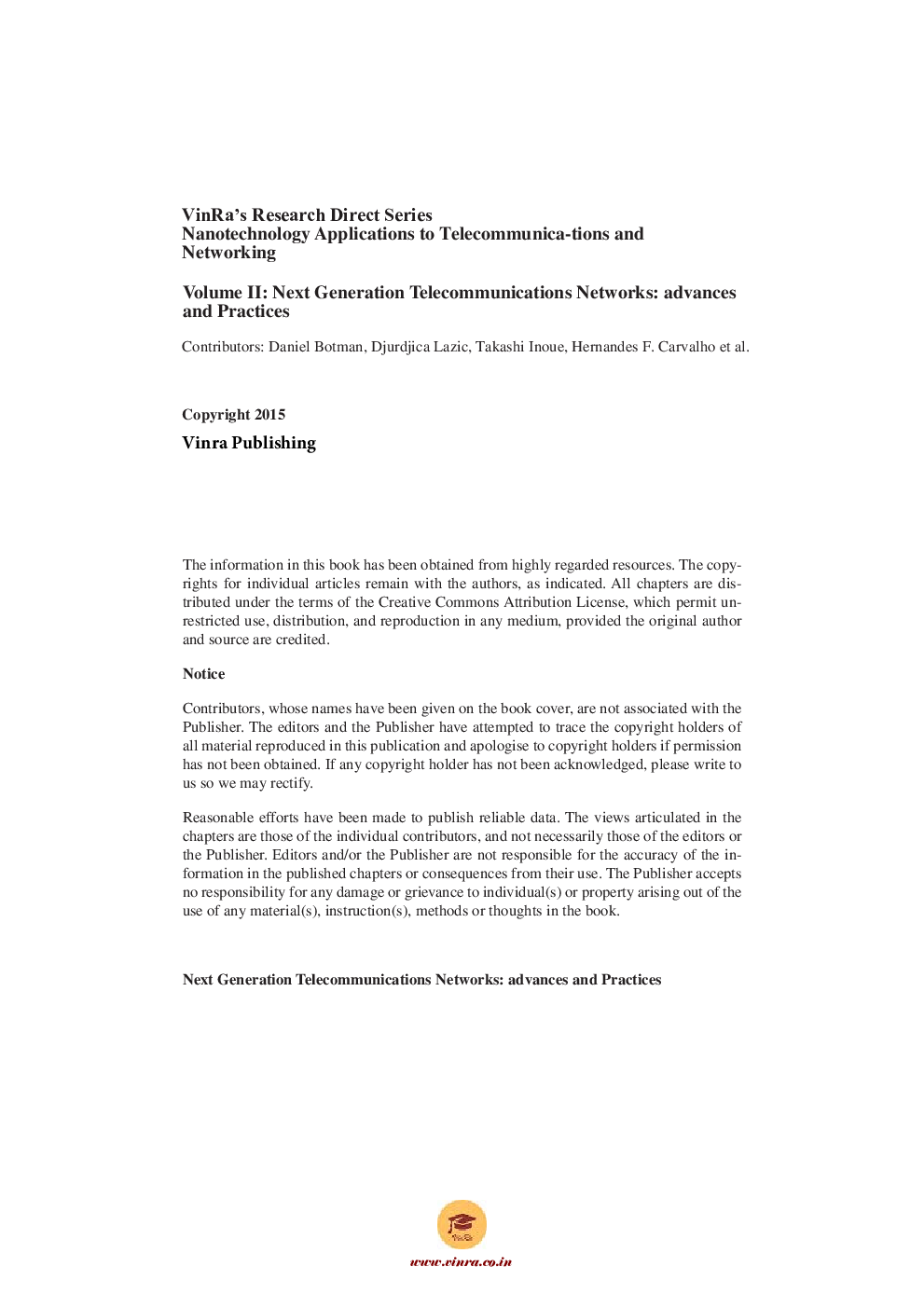 Next Generation Telecommunications Networks advances and Practices Vol II - Page 5