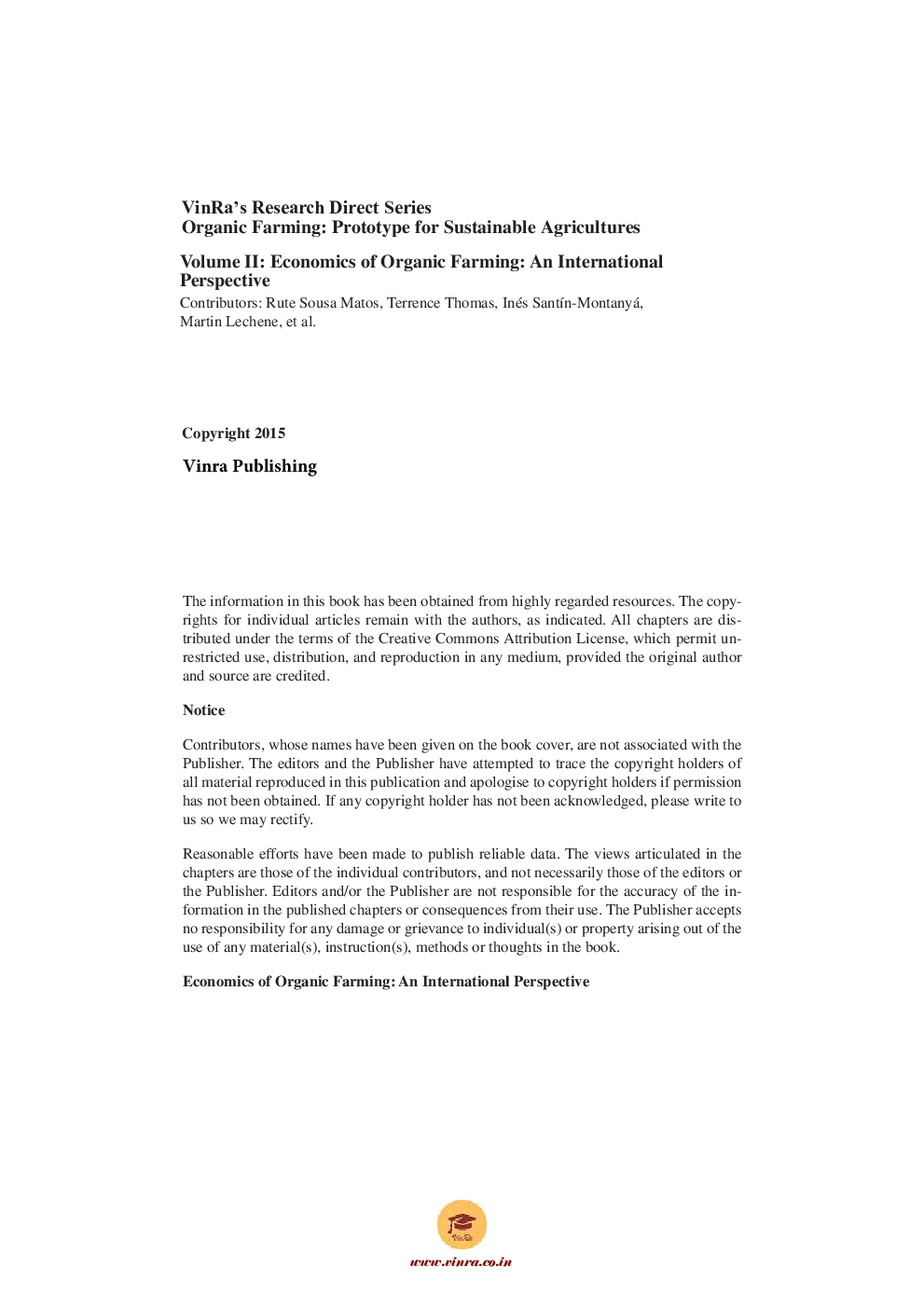 Economics of Organic Farming An International Perspective Vol II - Page 5