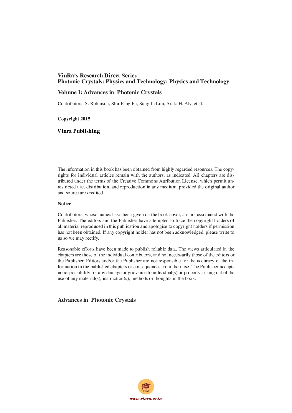 Advances in Photonic Crystals Vol I - Page 5