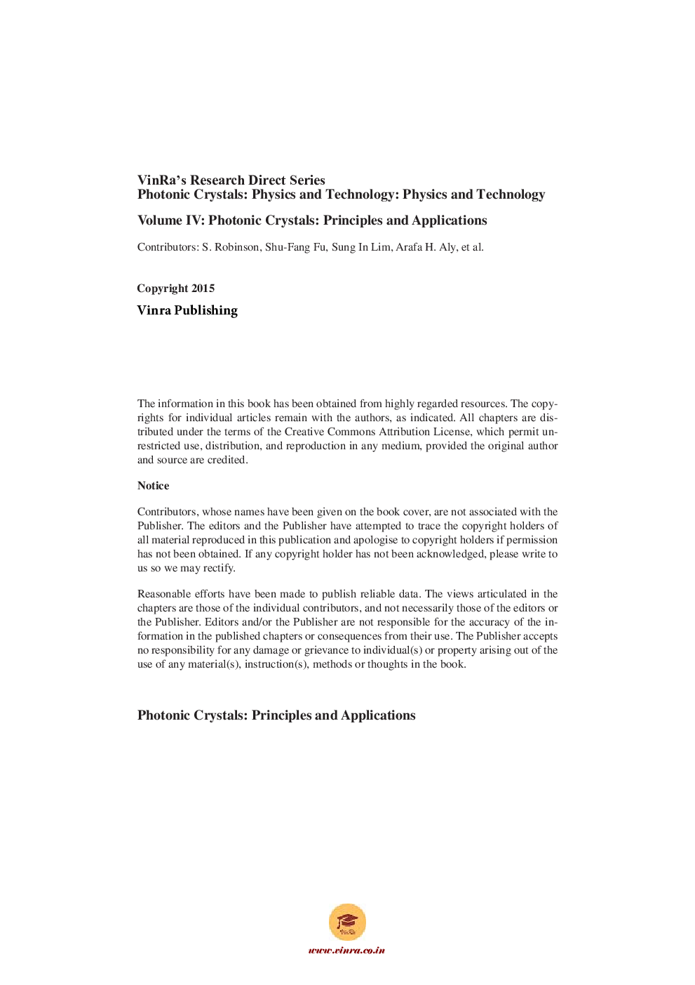 Photonic Crystals Principles and Applications Vol IV - Page 5