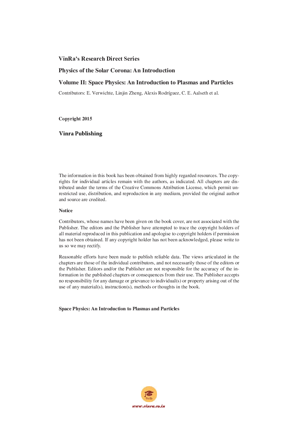Space Physics An Introduction to Plasmas and Particles Vol II - Page 5