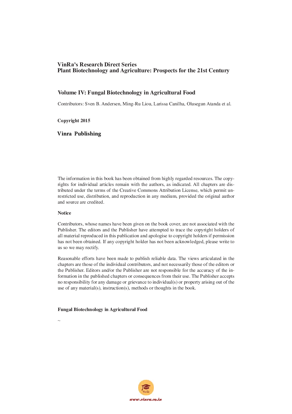 Fungal Biotechnology in Agricultural Food Vol IV - Page 5