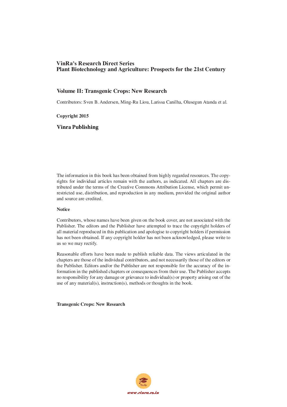 Transgenic Crops New Research Vol II - Page 5
