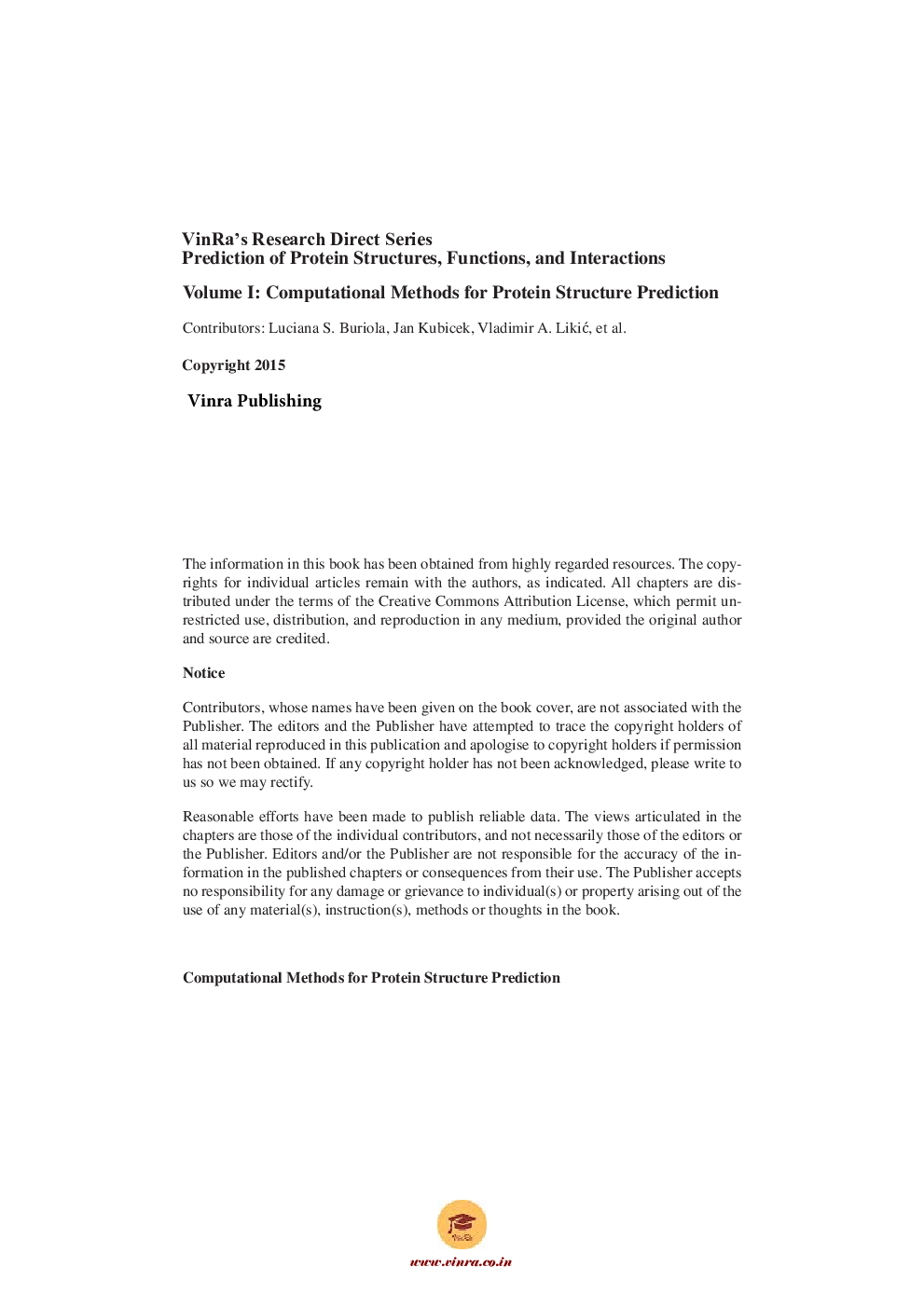 Computational Methods for Protein Structure Prediction Vol I - Page 5