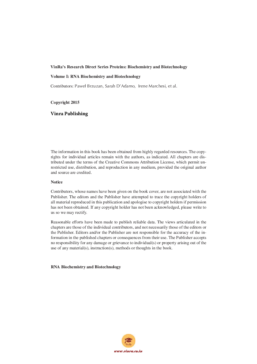 RNA Biochemistry and Biotechnology Vol I - Page 5