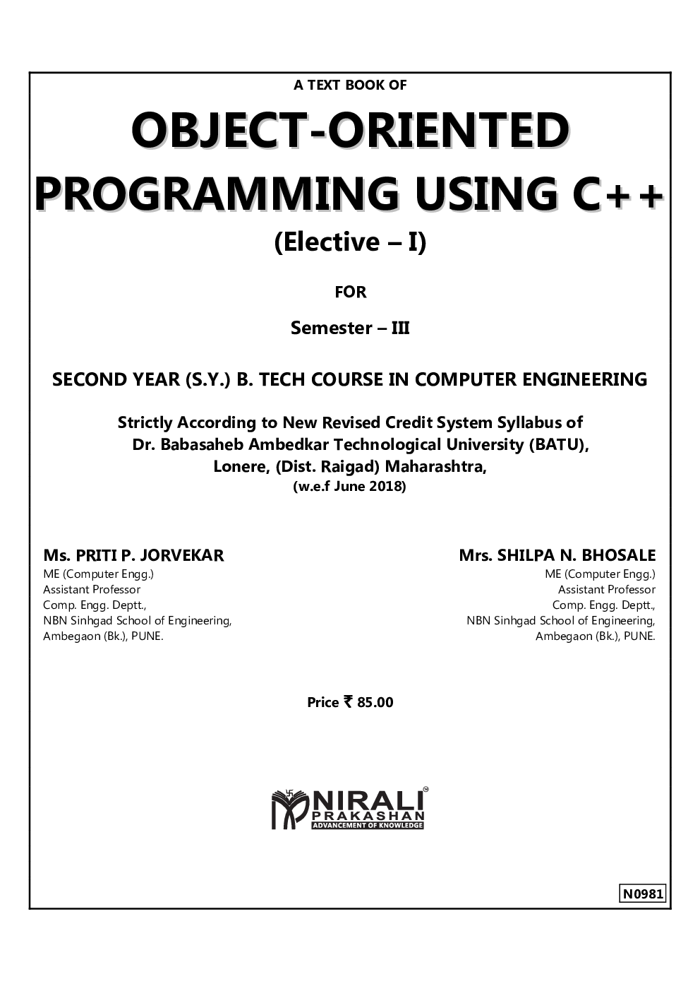 Download Object-Oriented Programming Using C++ PDF Online 2021