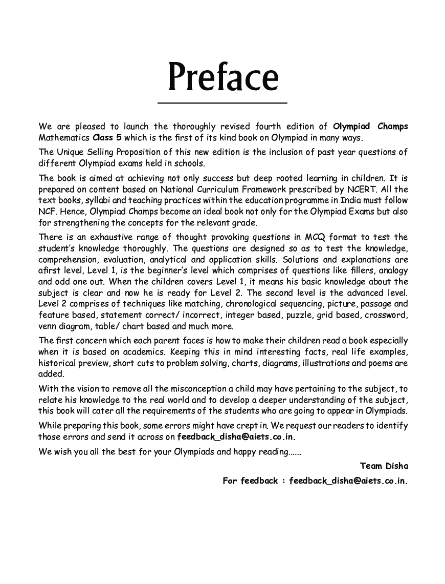 Olympiad Champs Mathematics Class 5 With Past Olympiad Questions 4th Edition - Page 4