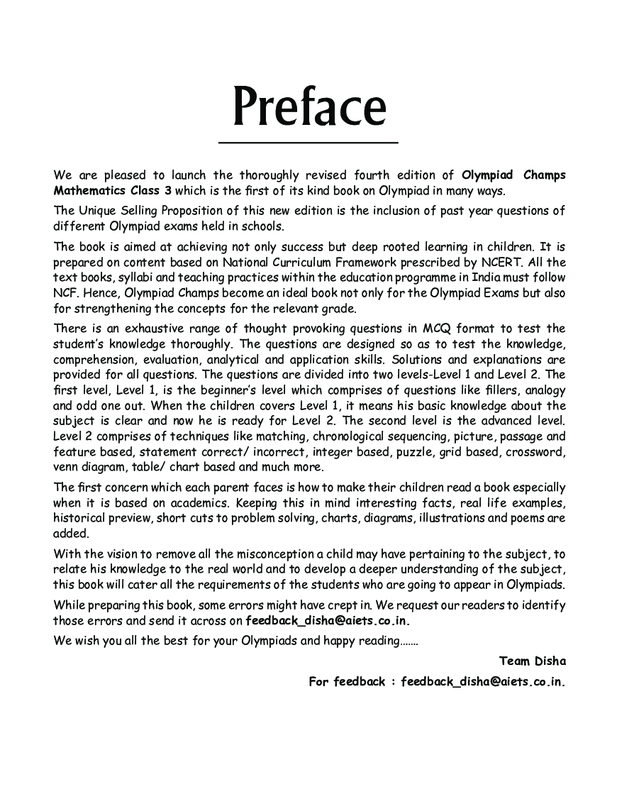 Olympiad Champs Mathematics Class 3 with Past Olympiad Questions 4th Edition - Page 4