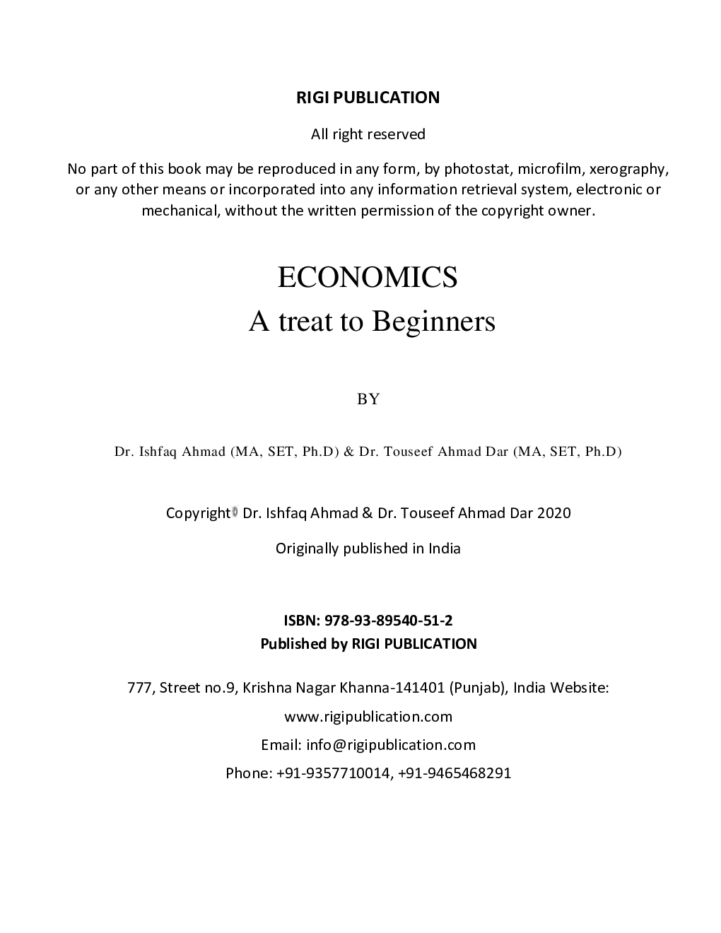 Economics A Treat To Beginners For Class - XI - Page 3