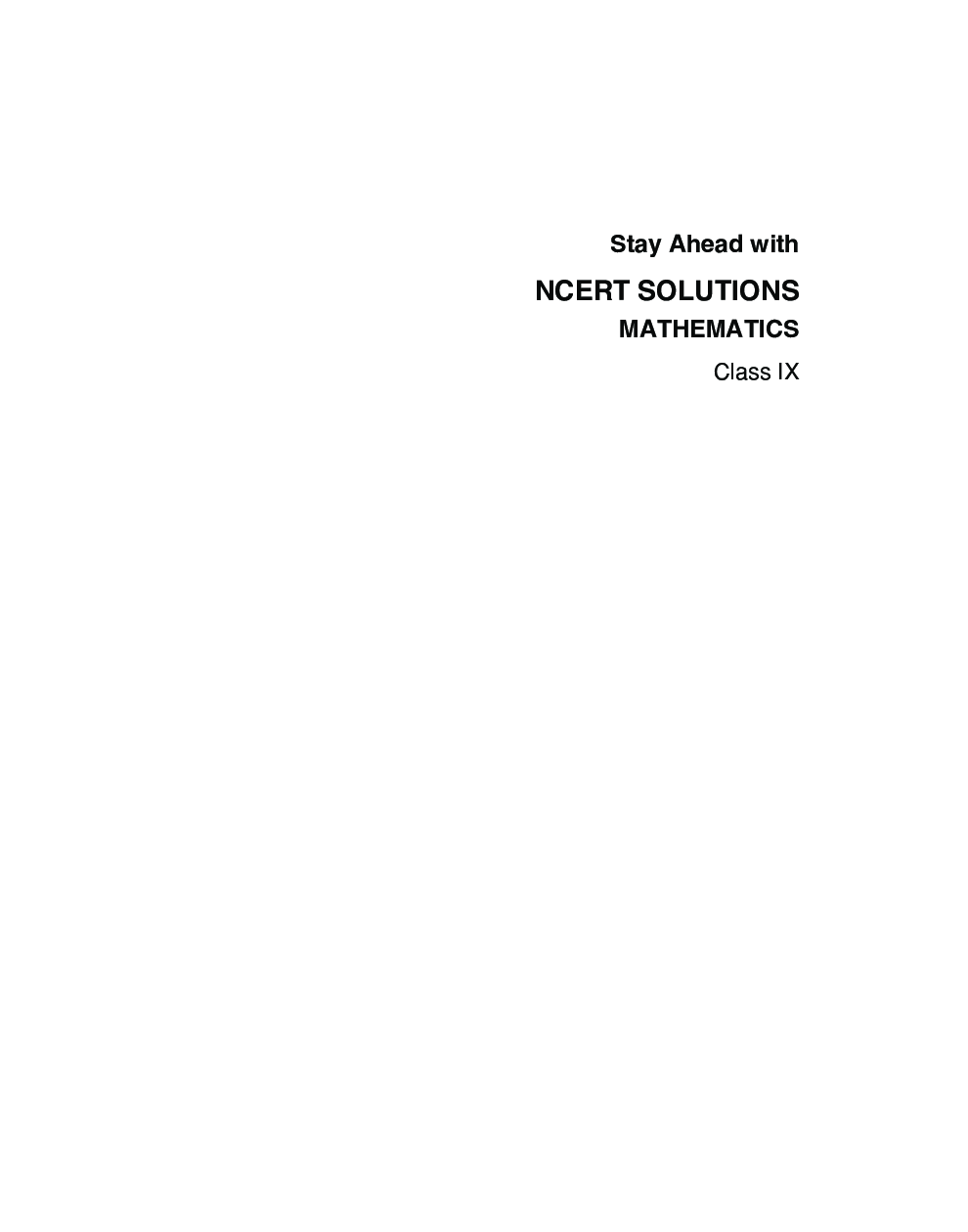 Stay Ahead With NCERT Solutions Mathematics For Class - IX - Page 2