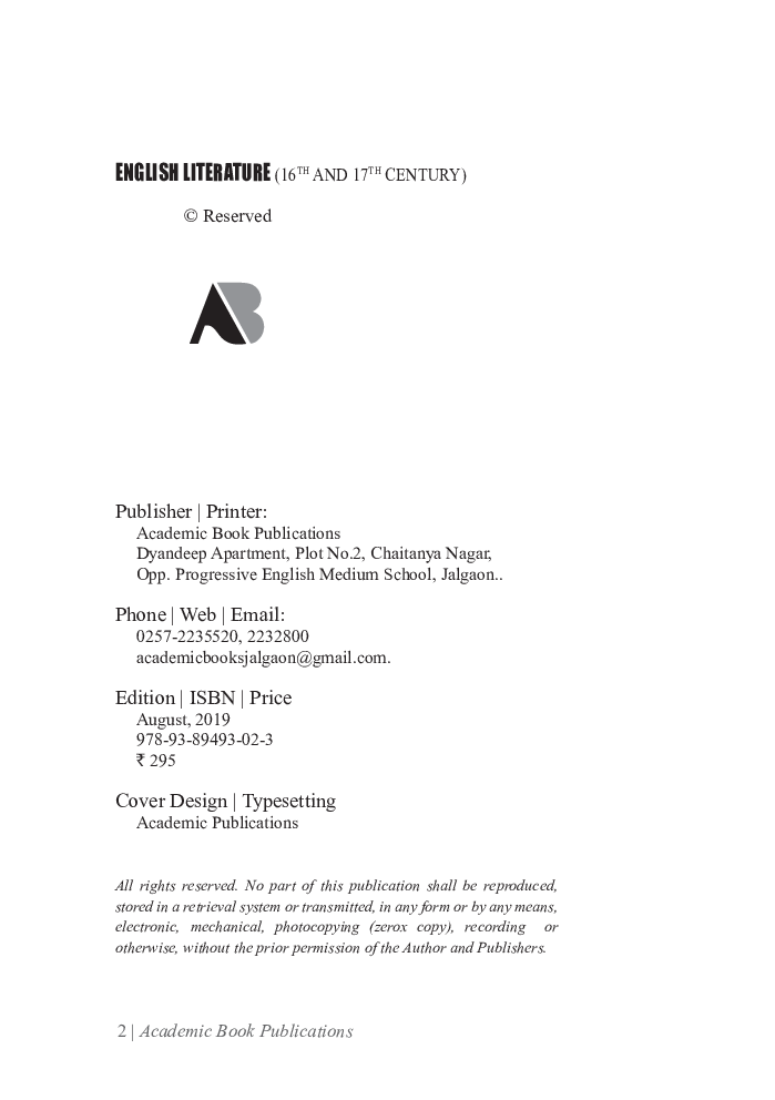 English Literature (16th And 17th Century) - Page 3