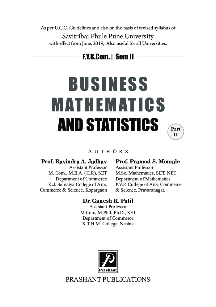 Business Mathematics and Statistics - II - Page 2