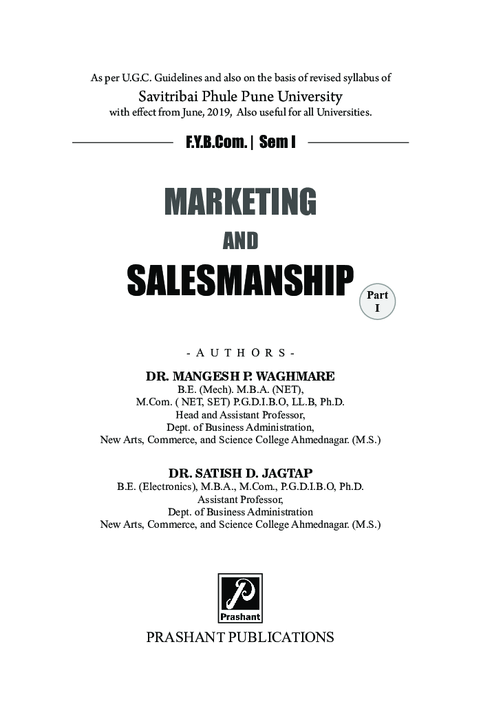 Marketing and Salesmanship (Part - I) - Page 2