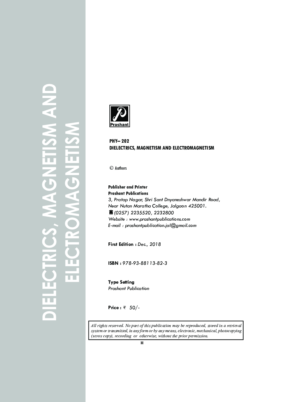 Dielectrics, Magnetism and Electromagnetism - Page 3