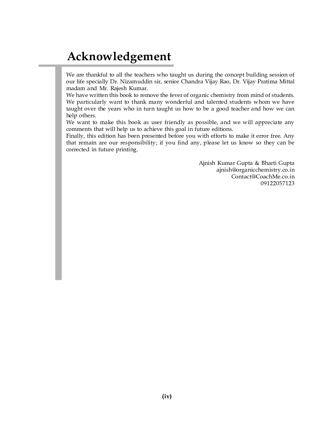 Concepts of Organic Chemistry For Competitive Examinations Vol-II - Page 5