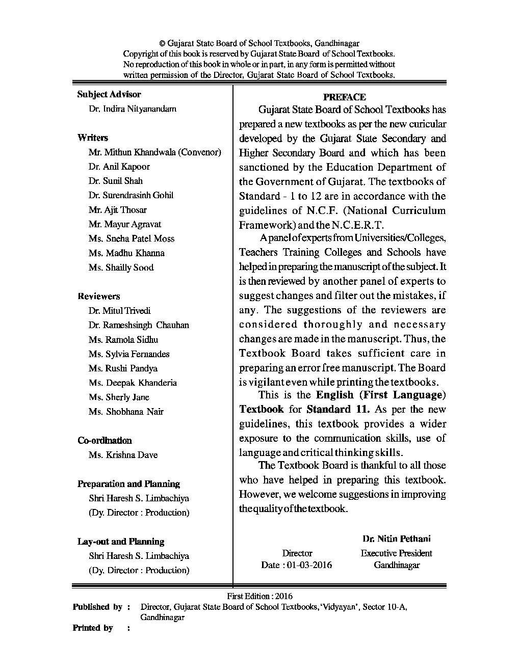 GSBST Textbook English (First Language) For Class - XI - Page 3