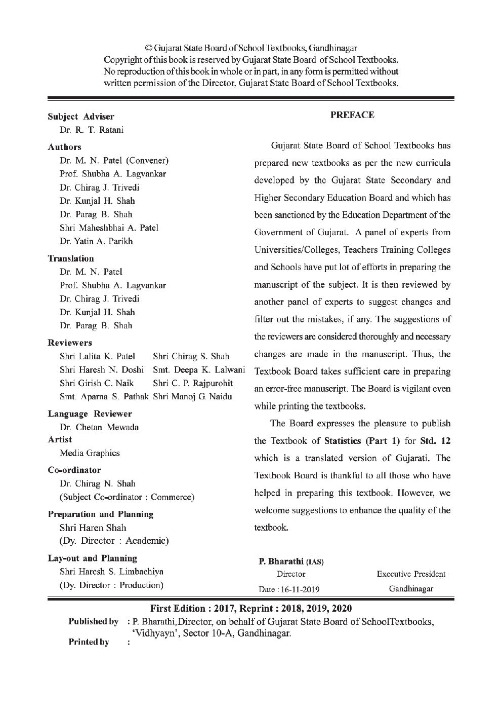 GSBST Textbook Statistics Part-1 For Class - XII - Page 3