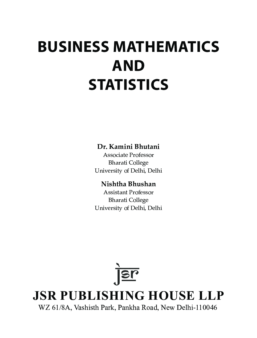 Business Mathematics And Statistics - Page 5