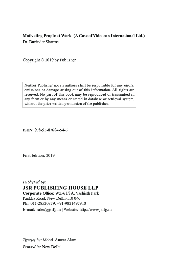 Motivating People At Work (A Case Of Videocon International Ltd.) - Page 4