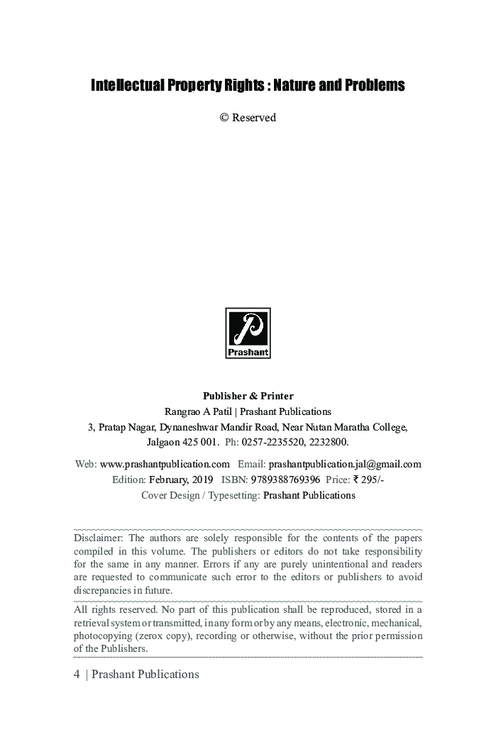 Intellectual Property Rights : Nature And Problems - Page 3