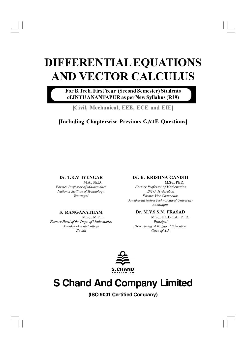 Download Differential Equations and Vector Calculus by Dr T. K. V. Iyengar , Dr B. Krishna