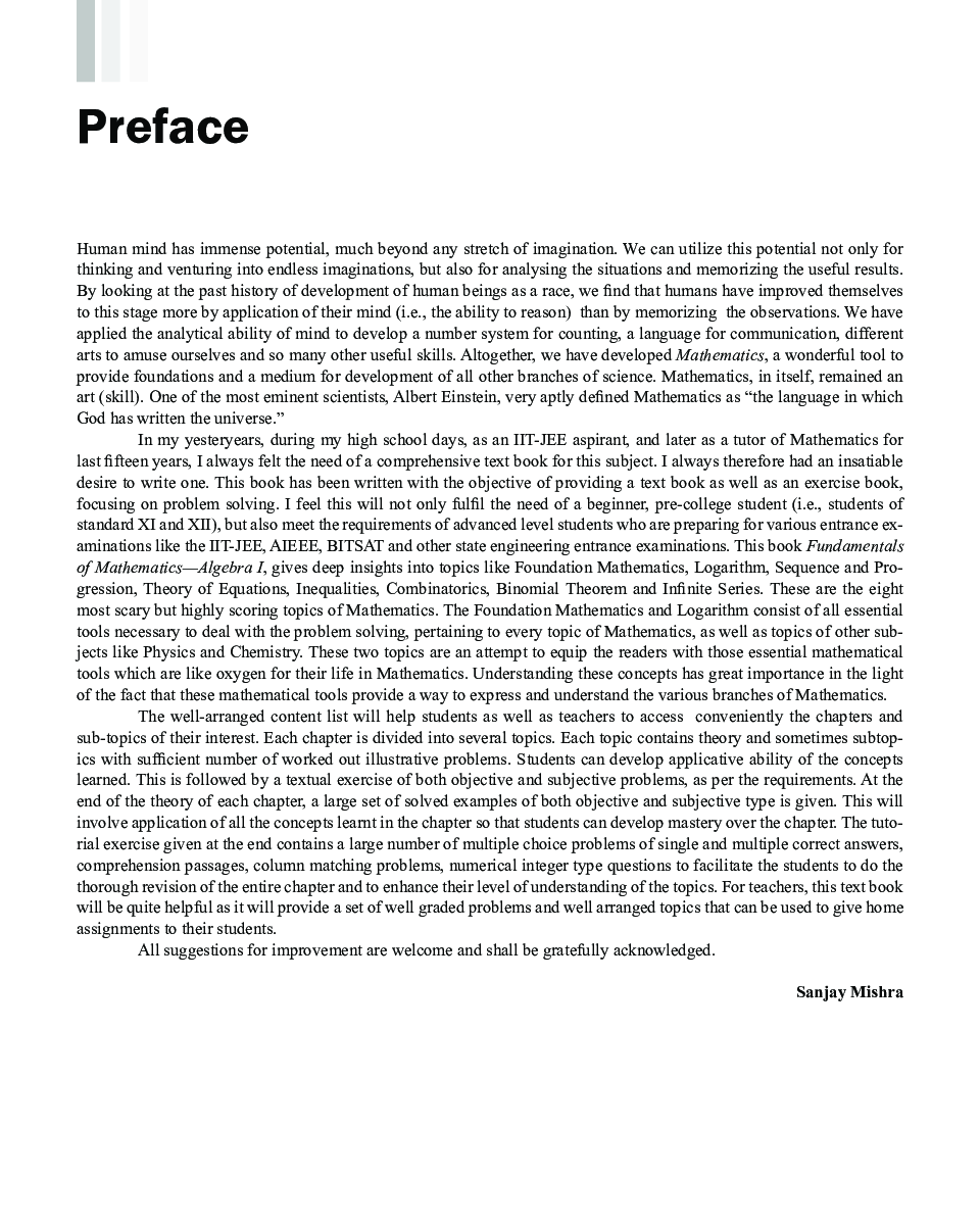 Fundamentals Of Mathematics - Algebra - I 2e - Page 4