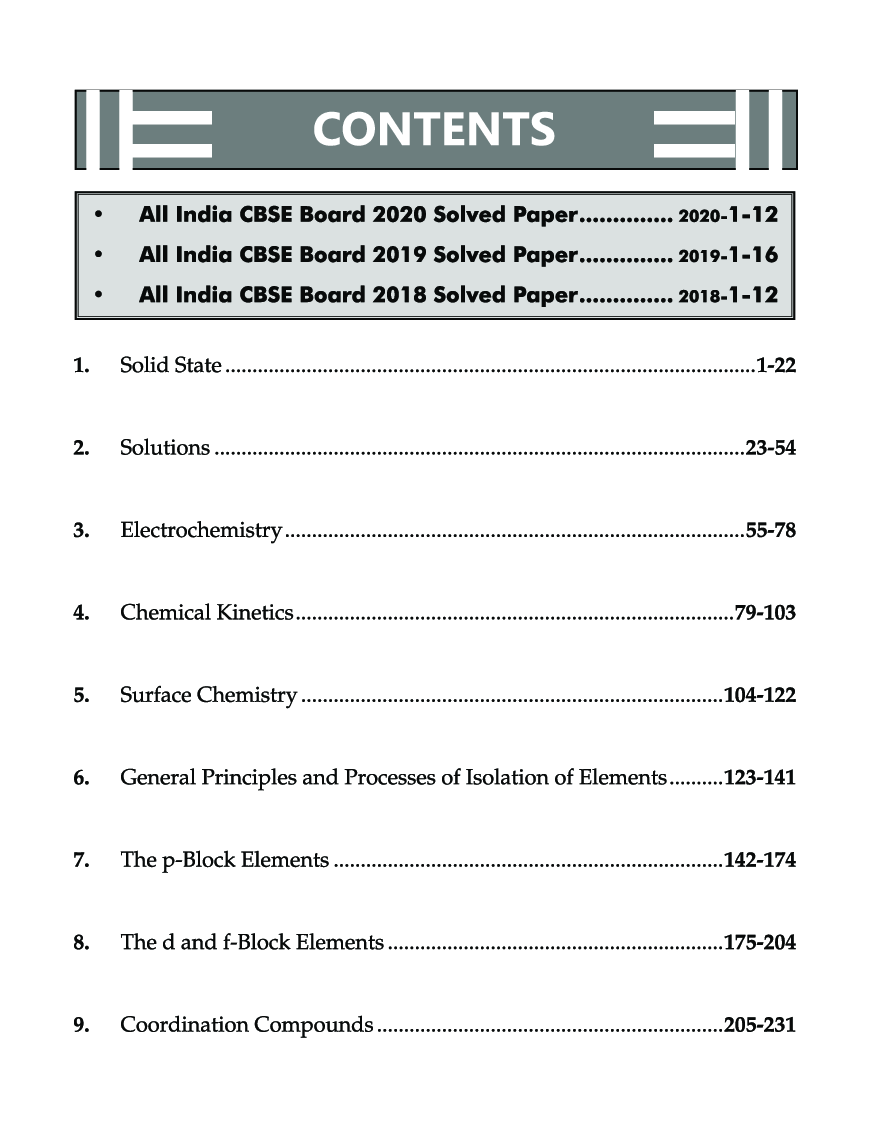 Chapter-Wise NCERT + Exemplar + Past 13 Years Solutions For CBSE Class 12 Chemistry 7th Edition - Page 4