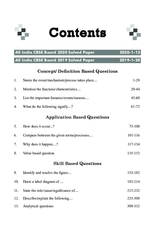 Biology Class 12 CBSE Board 13 Years Skill-Wise & Chapter-Wise Solved Papers (2008 - 20) 3rd Edition - Page 4