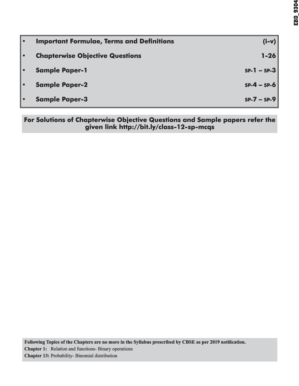 10 In One Study Package For CBSE Mathematics Class 12 With Objective Questions & 3 Sample Papers 4th Edition  - Page 5