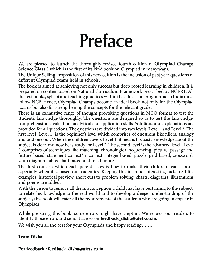Olympiad Champs Science Class 5 With Past Olympiad Questions 4th Edition - Page 4