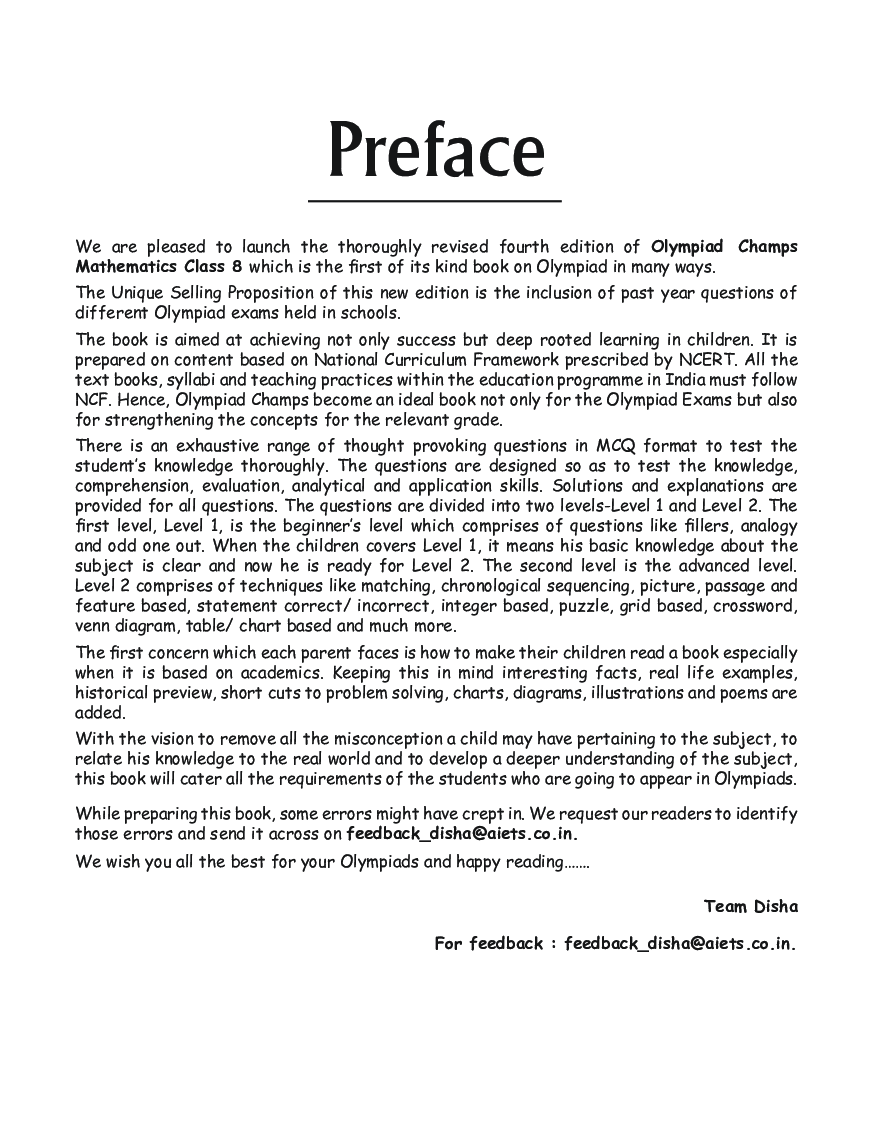 Olympiad Champs Mathematics Class 8 With Past Olympiad Questions 4th Edition - Page 4