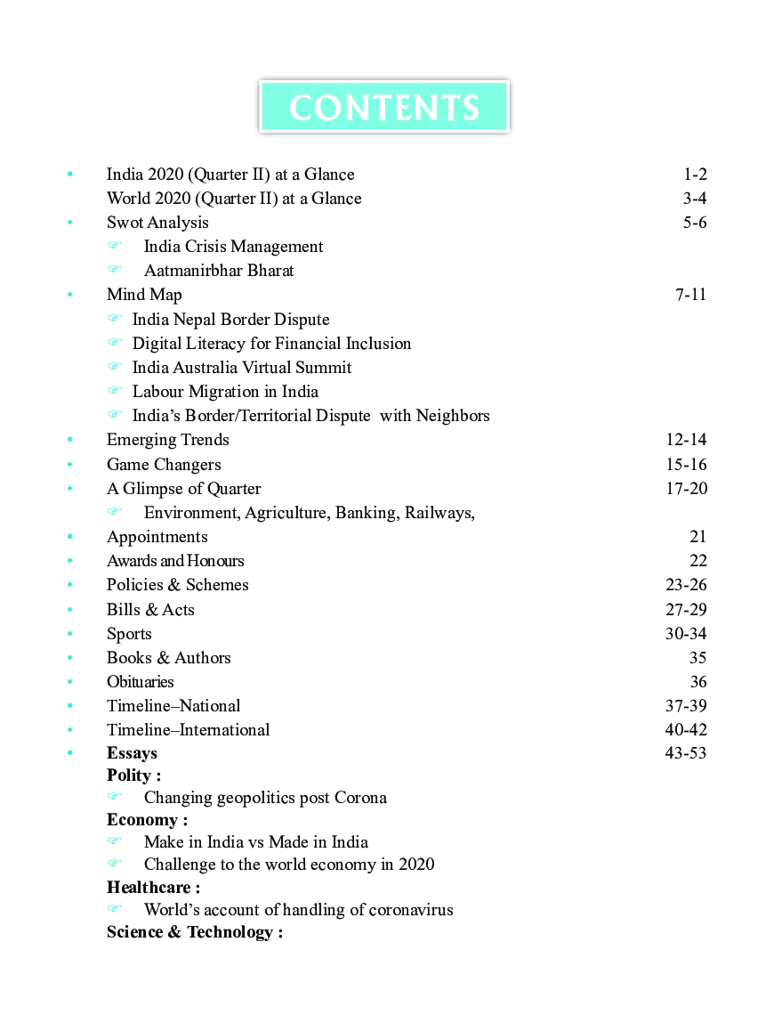 Quarterly Current Affairs Vol. 2 - April To June 2020 For Competitive Exams - Page 4