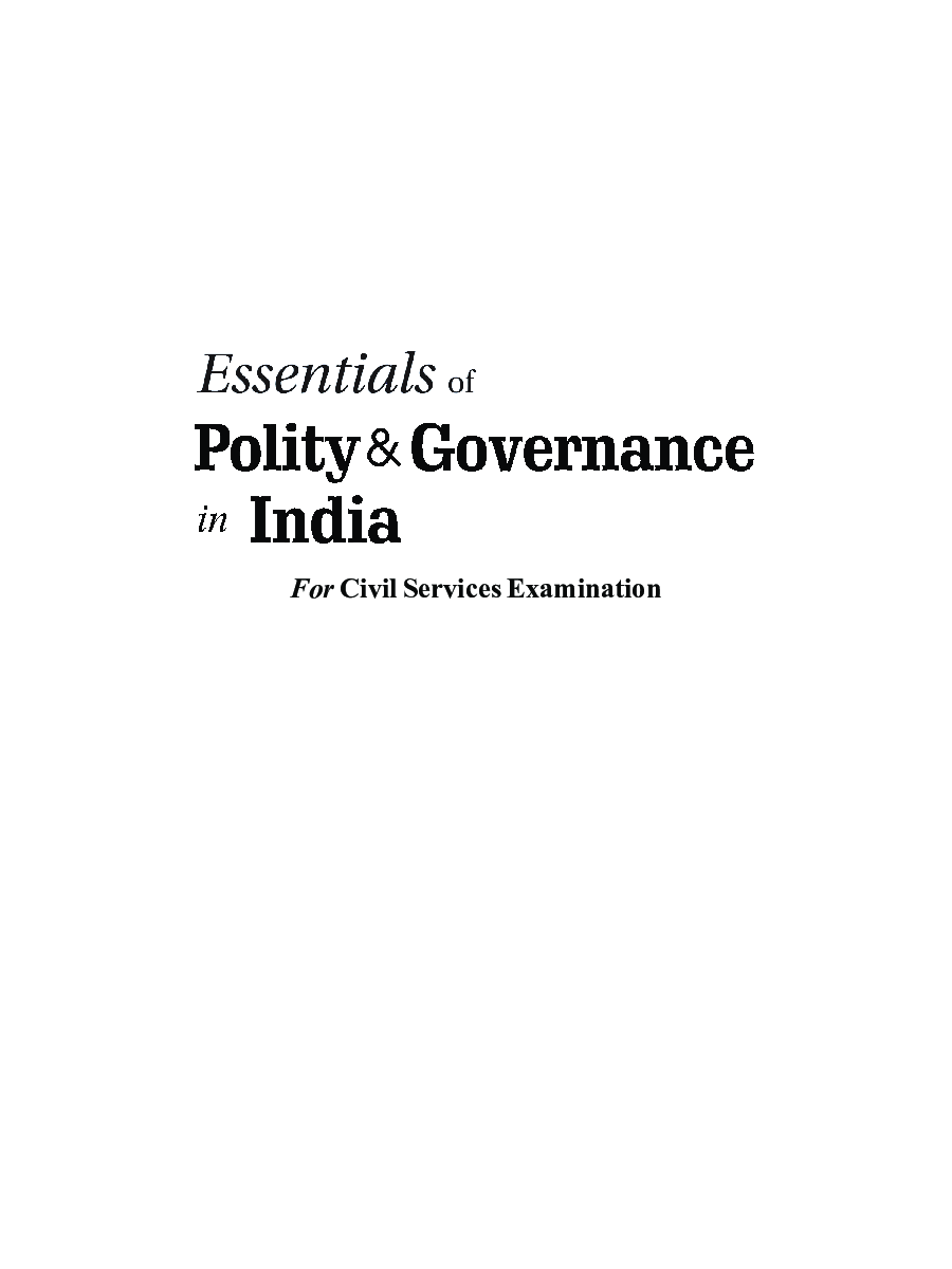 Essentials Of Polity & Governance In India  Civil Services Examination 2018 - Page 2