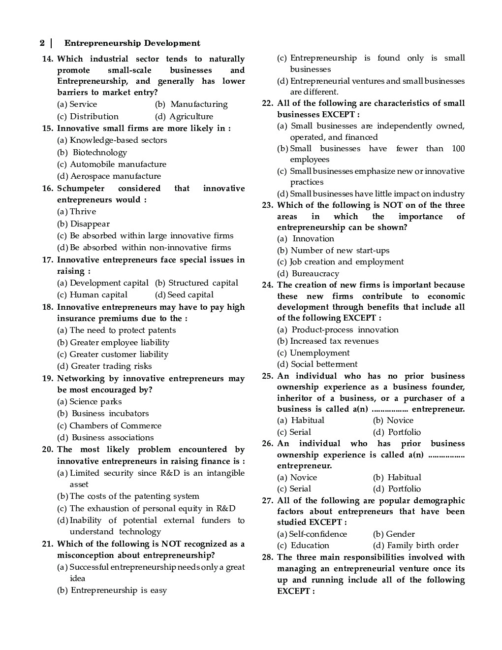 MCQs Of Entrepreneurship Development For MBA - Page 4