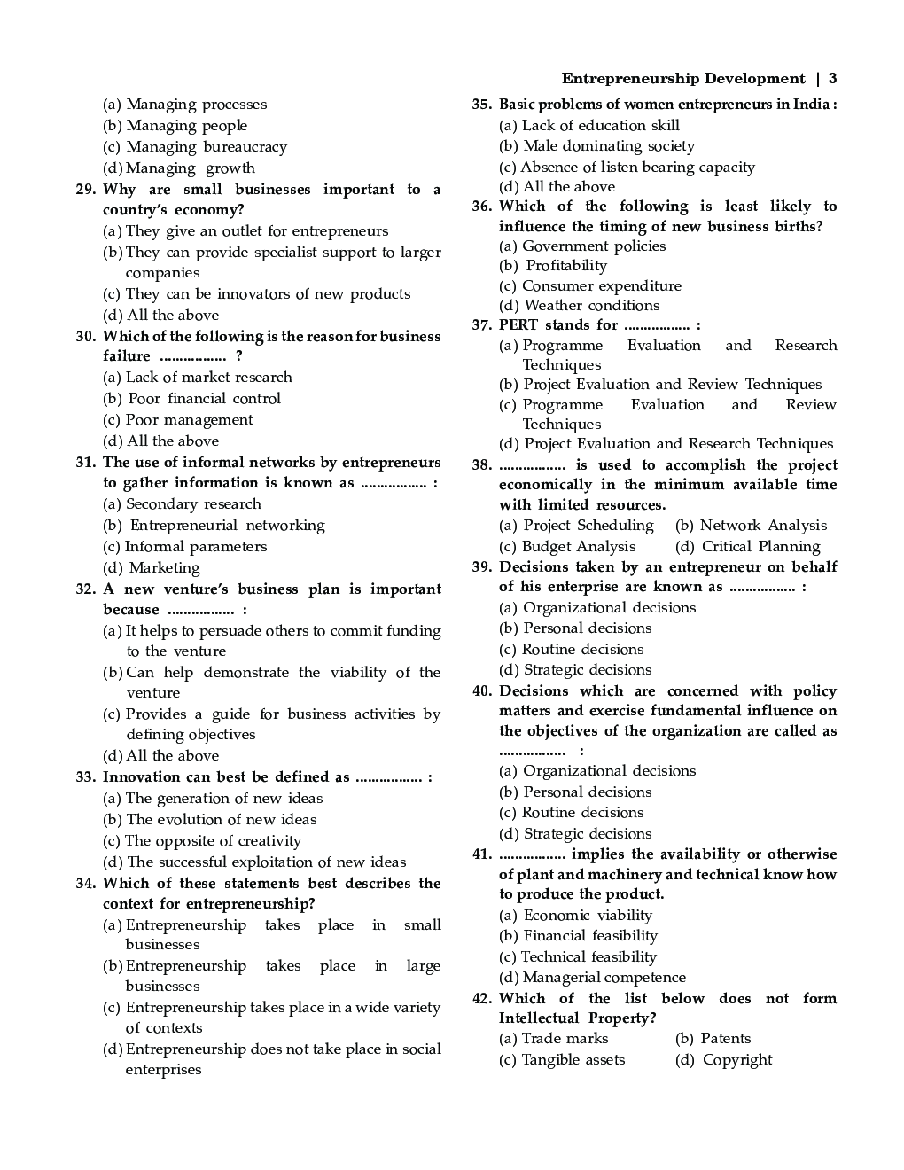 MCQs Of Entrepreneurship Development For MBA - Page 5