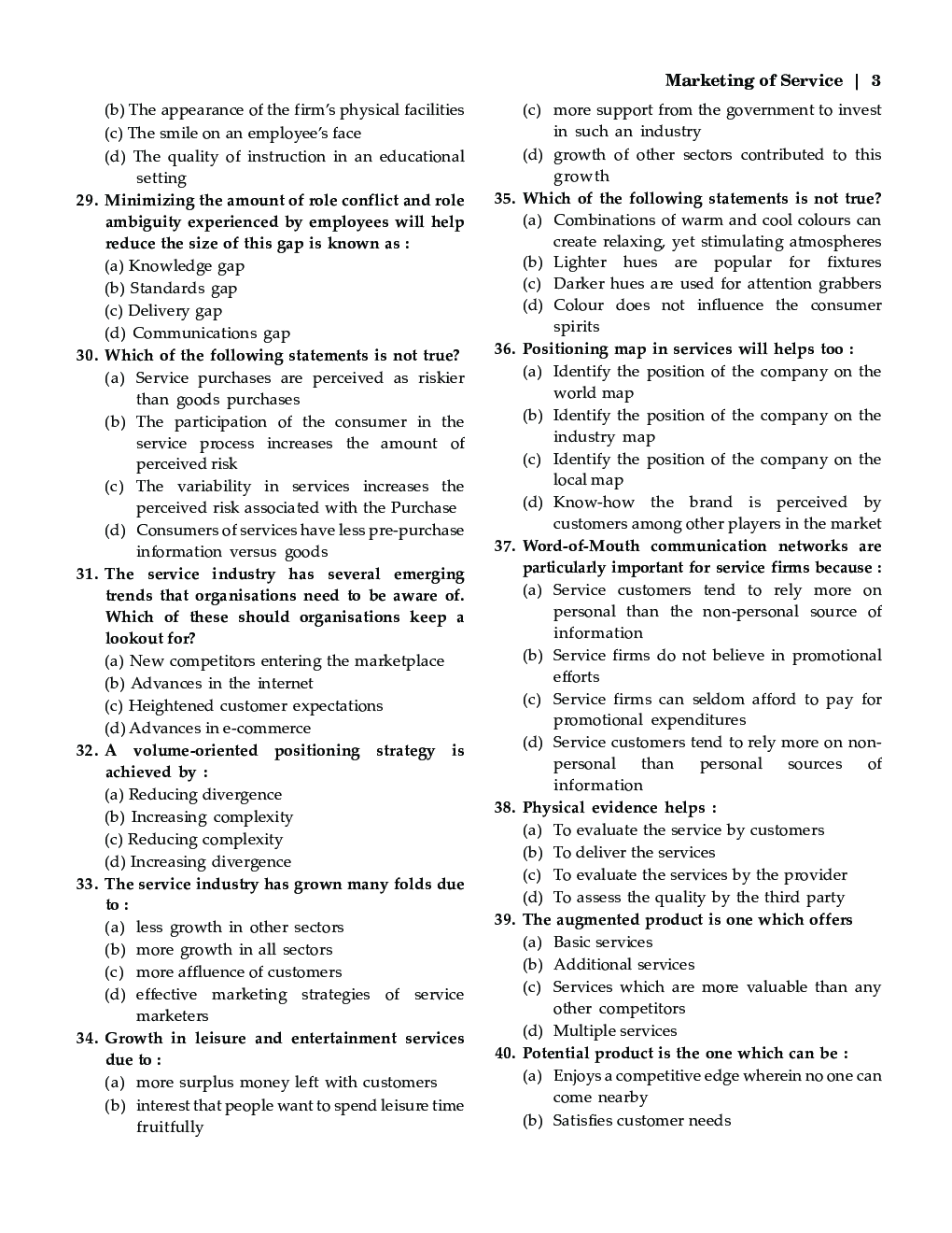 MCQs Of Marketing Of Services For MBA - Page 5
