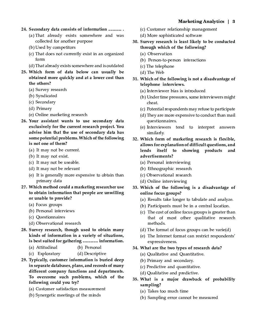 MCQs Of Marketing Analytics For MBA - Page 5