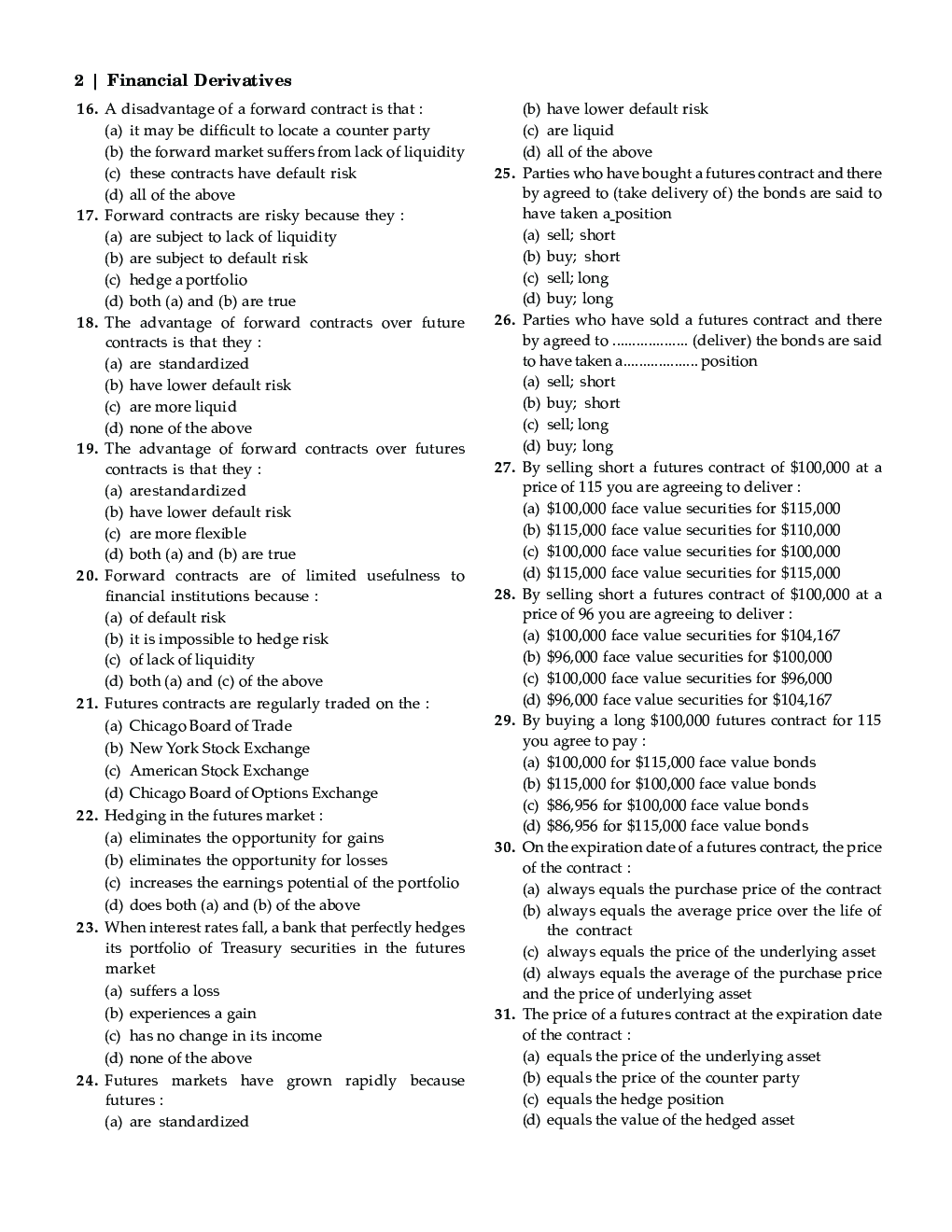 MCQs Of Financial Derivatives For MBA - Page 4